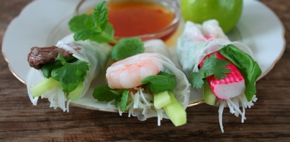 Fresh Springrolls close up