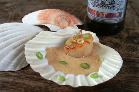 Coquille afgeblust met pastis