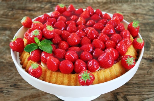 Aardbeientaart close up