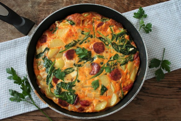 Frittata met chroizo en geitenkaas