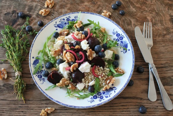 Wondergrain, biet, blauwe bes, walnoot